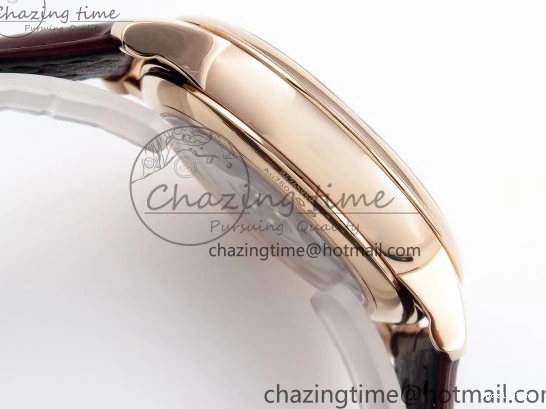 0203 Modern De Ville Date RG MKF 1:1 Best Edition White Textured Dial Roman Marker on Brown Leather Strap A 7752